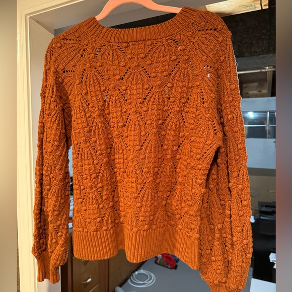 Jun & Ivy Rust Orange Knit Bubble Sleeve Sweater - Picture 3 of 3